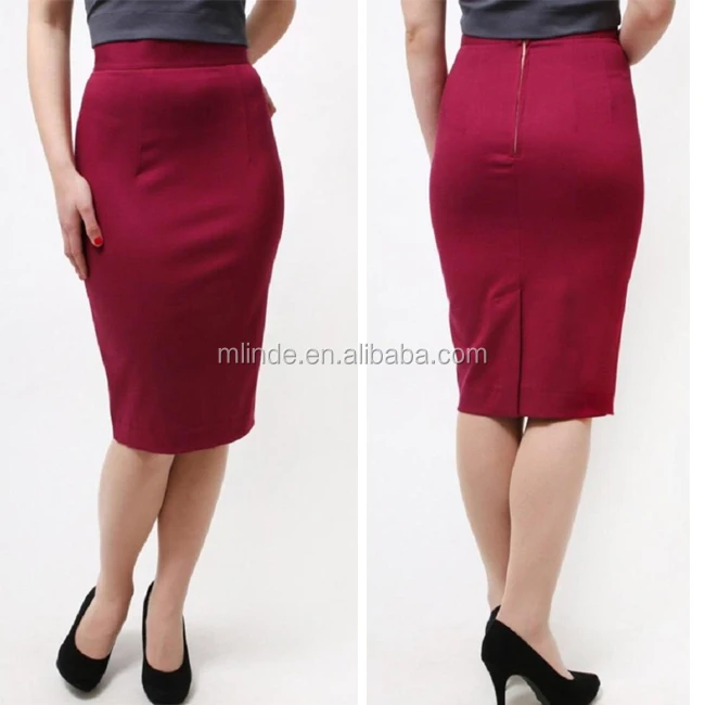 Latest fashion short skirt high quality formal elegant ladies tight office business stretch solid classic pencil skirt