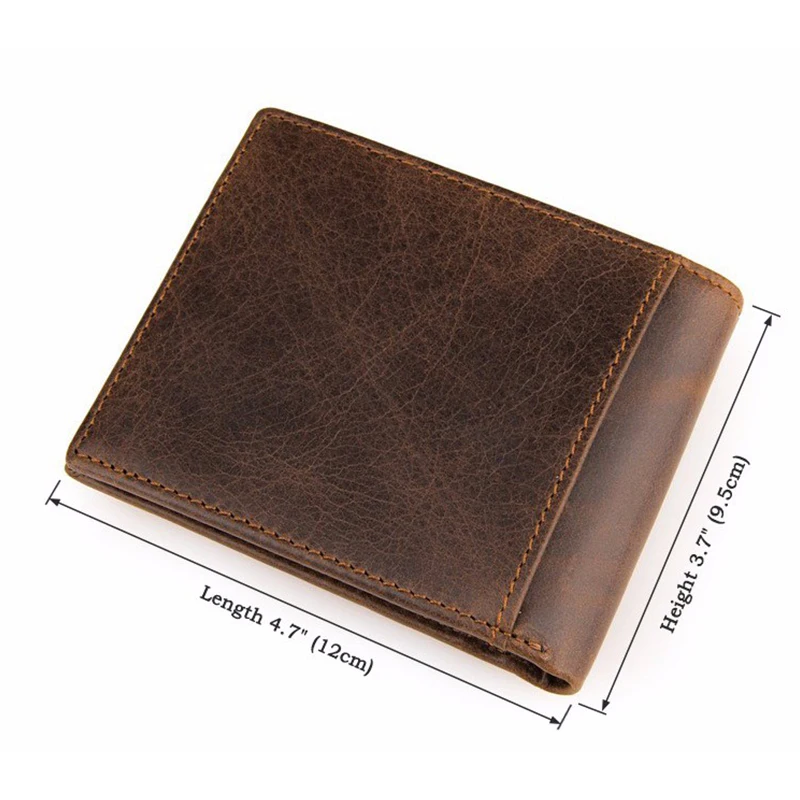 Crazy Horse Cow Leather Wallet Manufacturer Zipper Travel Leather Coin Purse for Men