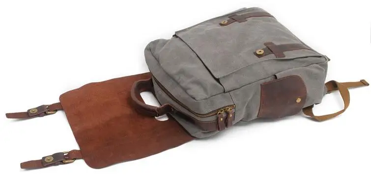 F6820L-2 Wholesale Vintage Canvas Backpack Motorcycle Man Bags Shoulder Backpack
