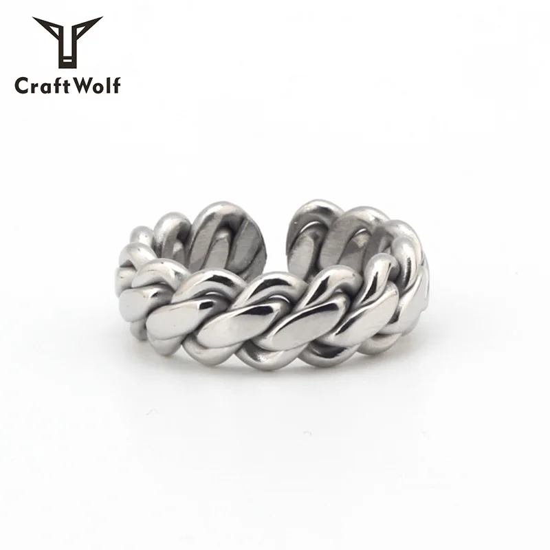 Craft Wolf 2020 Fashion fine Jewelry women men Gold Silver plated Stainless Steel dainty Cuban link chain Ring