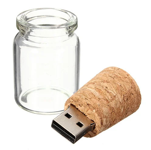 Поплавок-бутылка usb флеш-накопитель с кратным потенциала подарок из пробкового дерева стекла с изображением пожеланий из бутылки 16 Гб