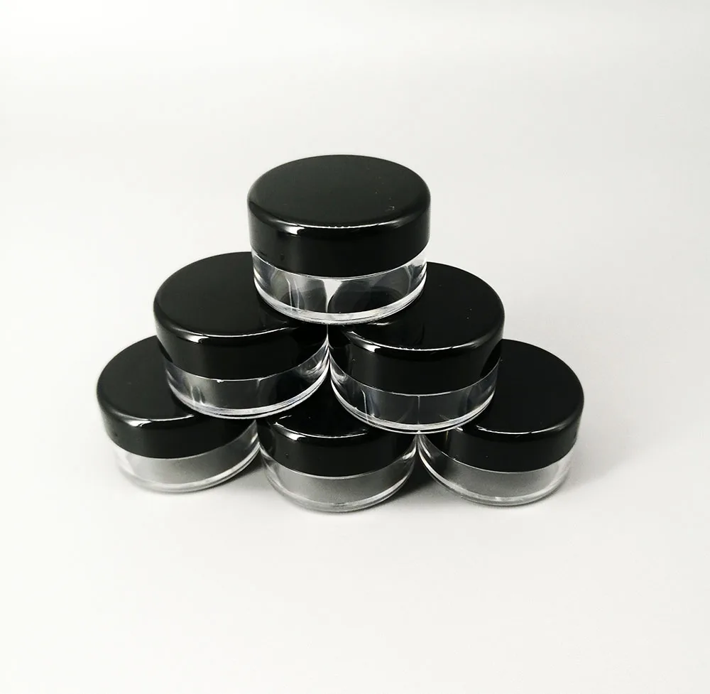 5g black cover cream round jar various color powder filling container 5G transparent small empty bottle