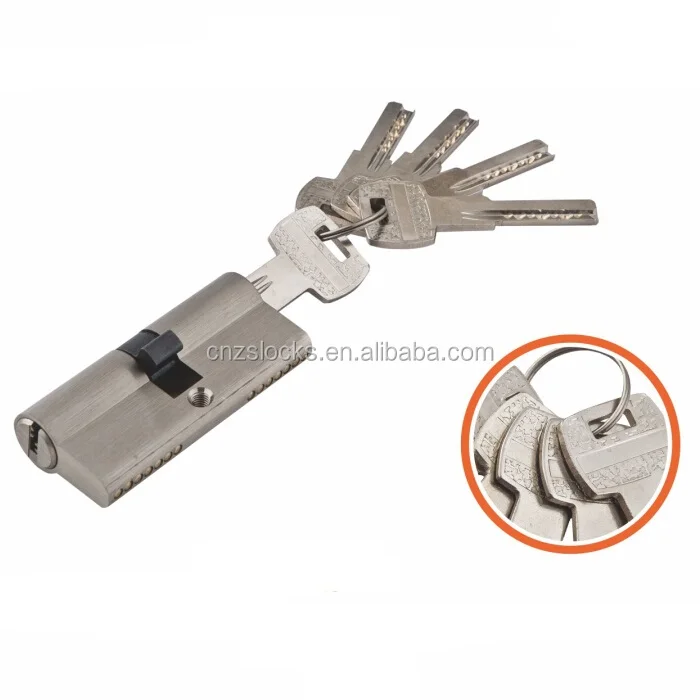 [SX002] copper zinc double turn door lock cylinder with 5 copper keys 60mm-100mm