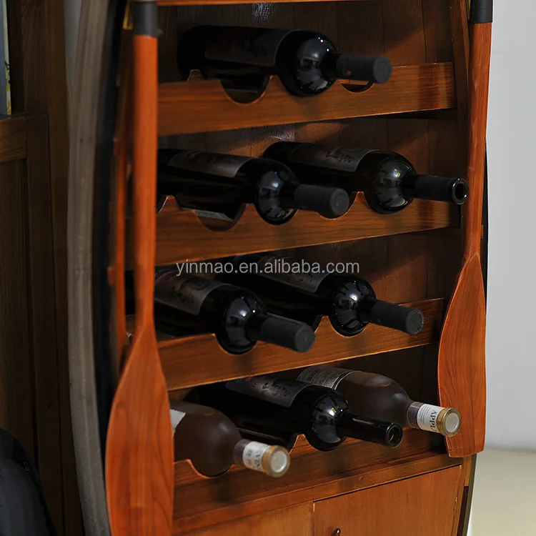 Wooden Ship Design Wine Rack, 60x30x144cm, Marine boat style cabine, wine display