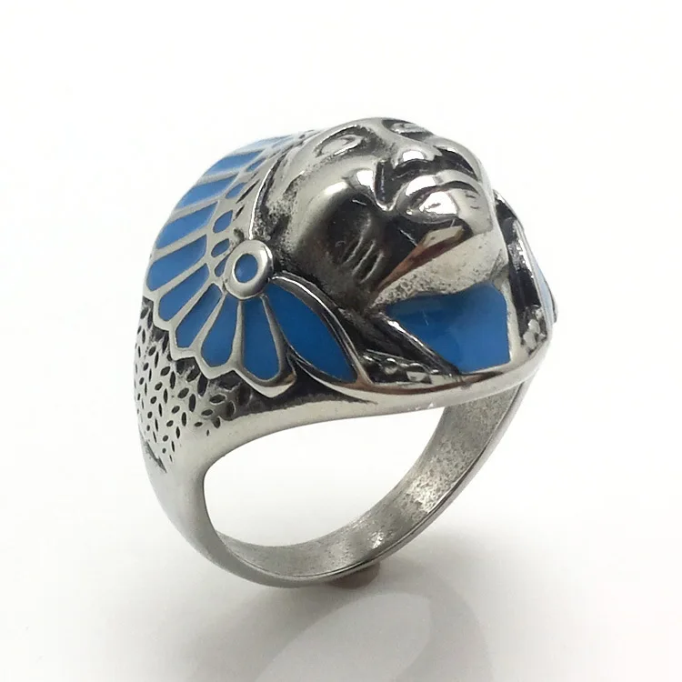 2023 New Indian Chief Head Ring Men Stainless Steel Vintage Motorcycle Rider Ring