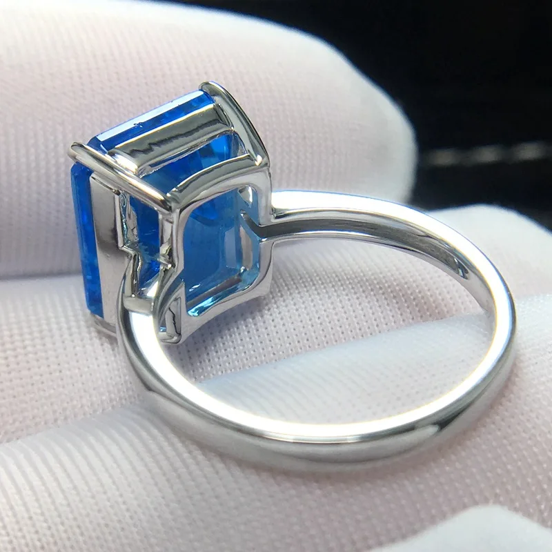 Natural gemstone jewelry ring 925 sterling silver blue topaz customized