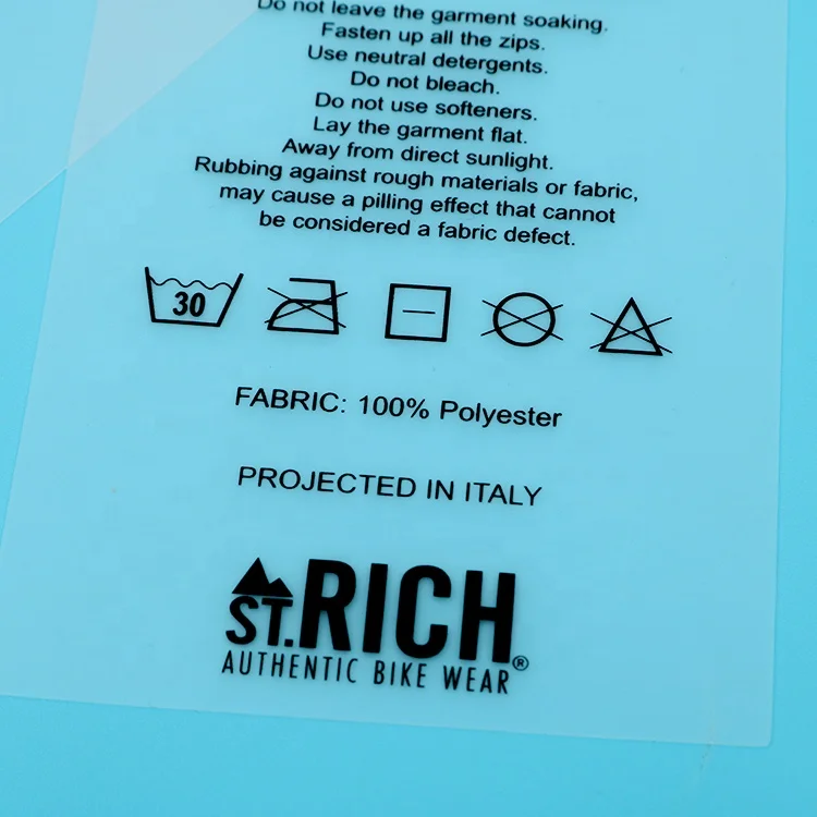 Clothing Label Maker Private Custom Silk Screen Printed Brand Washing Instruction Care TPU Labels for Swimwear