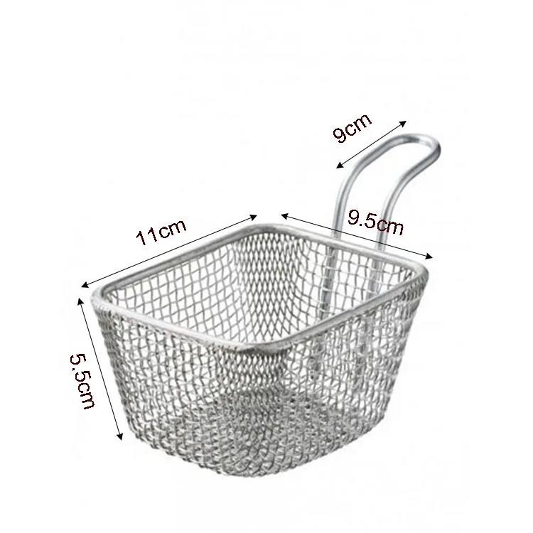 Square wire mesh chip french fry basket with handle
