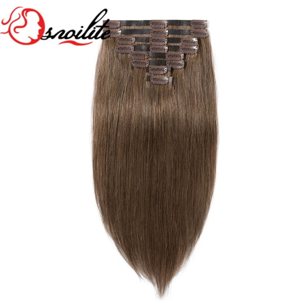 Full head 8pieces set 100% Remy human pu skin weft seamless clip in hair extensions