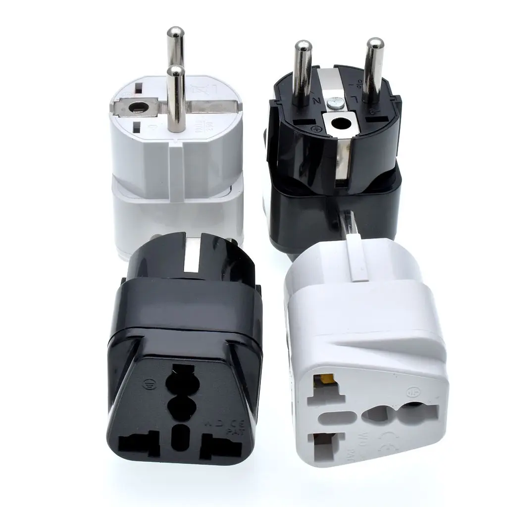 Schuko, Germany France Travel Power Adapter, Grounded European Plug - Type E/F Outlet, Adaptor for USA to Europe EU Socket