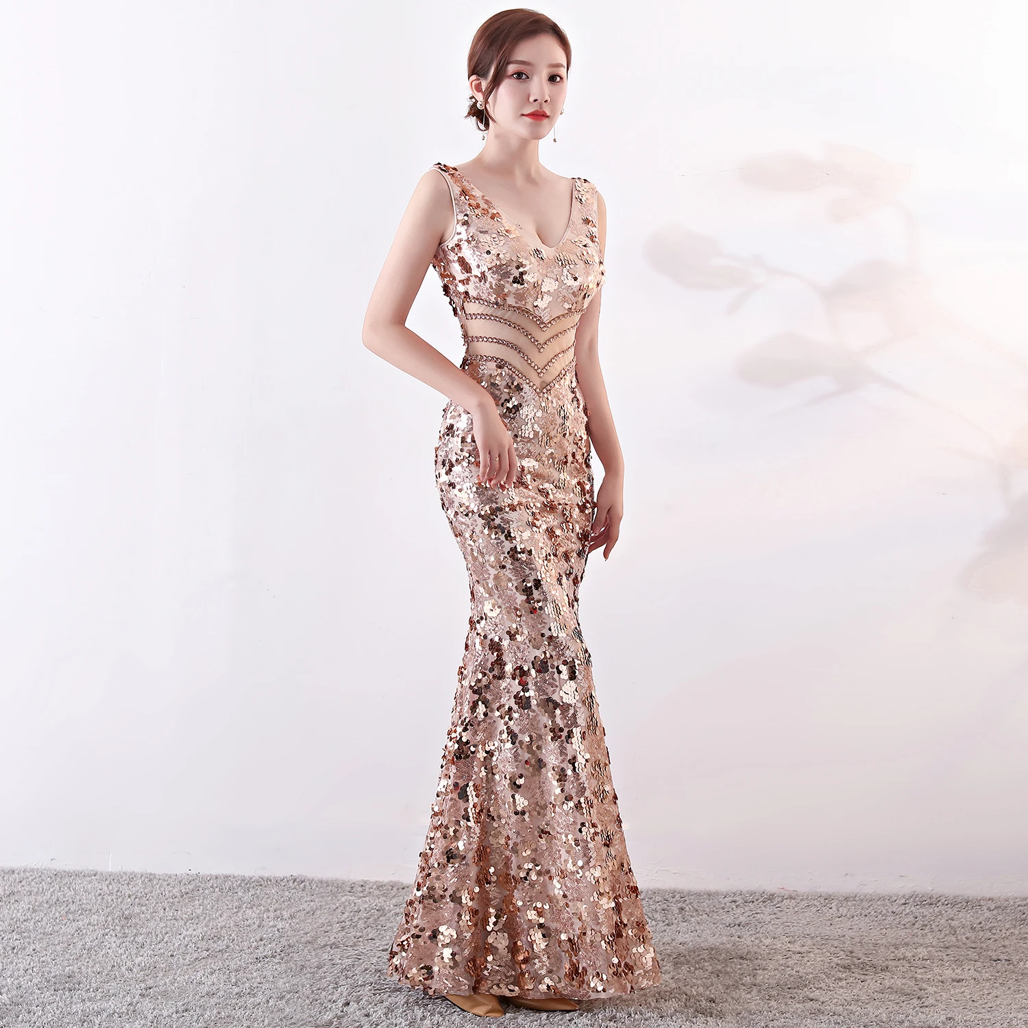 1101#only red L XL sexy shiny sequins lady prom evening Dress ladies laces dress in turkey