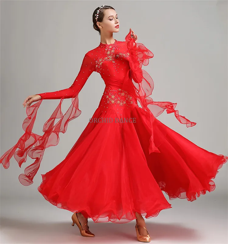 Professional Women Girls Competition White Ballroom Dance Dress