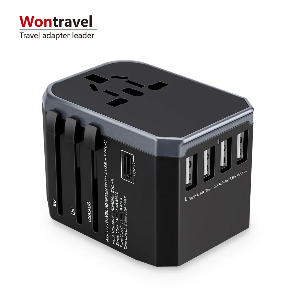 Wontravel 5V adaptor Universal Travel Charger Adaptor Type C adapter smart charger usb socket