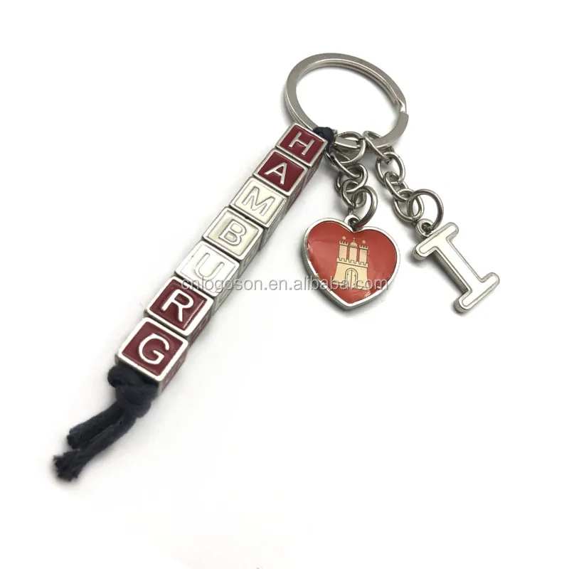 Souvenir Italy Dice Custom Metal Italian Beaded Keychain Letters Keyring