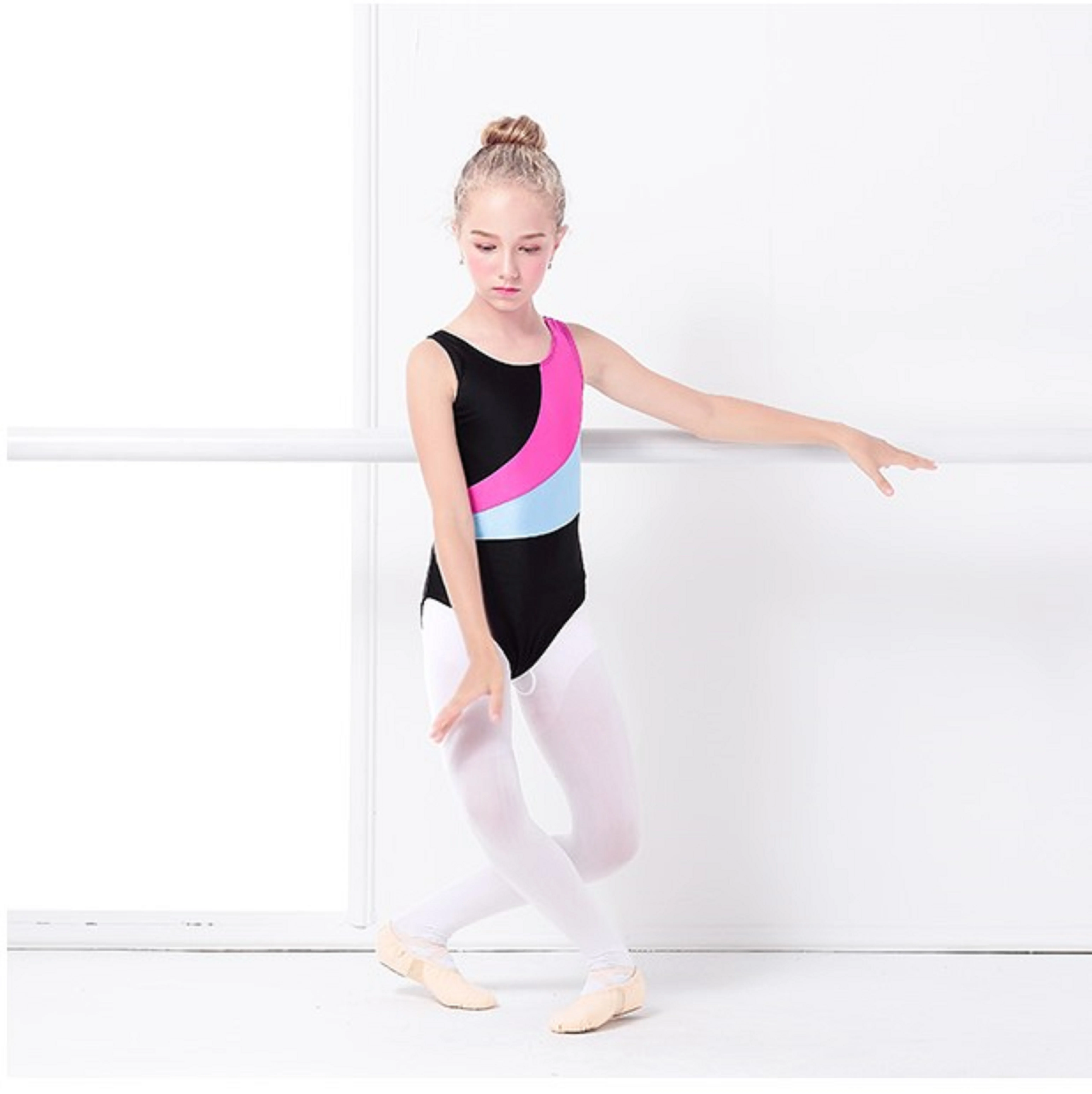 
wholesale Gymnastic Tank Leotard Girls contrast color professional dance dress 
