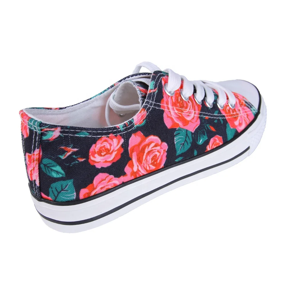 
Latest Arrival Floral Canvas Shoes Women Skateboarding Shoes 