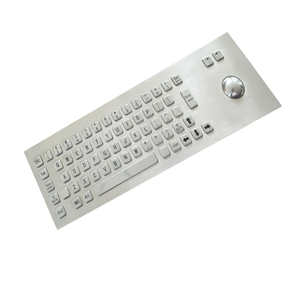 Wholesale high quality IP65 waterproof silver metal trackball keyboard