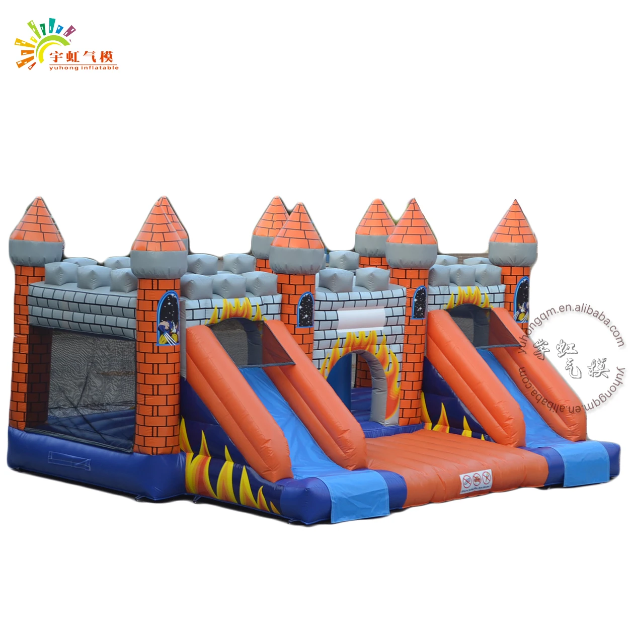 Popular orange inflatable bouncer slide fun city game,jumping castle inflatable for kids