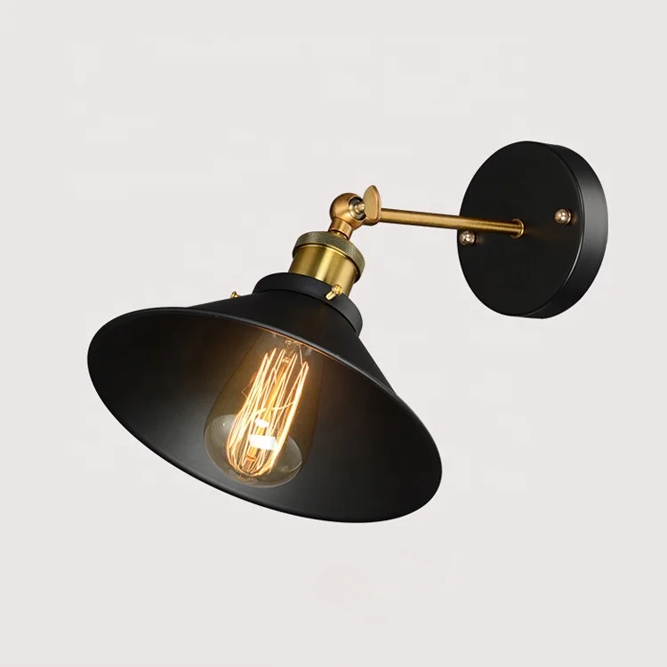 
vintage wall mounted bed lamps Side Industrial Black Adjustable Wall Light Sconce 
