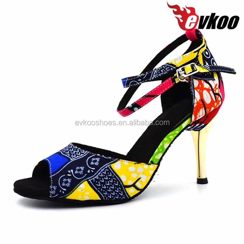 
2017 newest Comfortable African print zapatos de baile latino dance shoes evkoo dance latin salsa dance shoes 