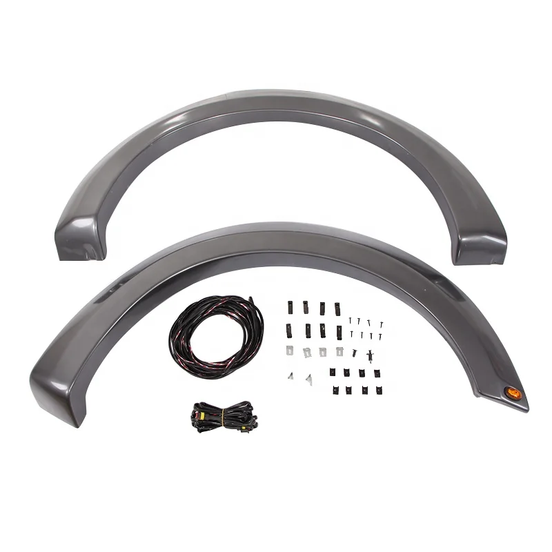 Automotive Truck Body Polished Grey ABS Pickup Truck LED Lighting Fender Flares Fit for Ford F150 2015 - 2017