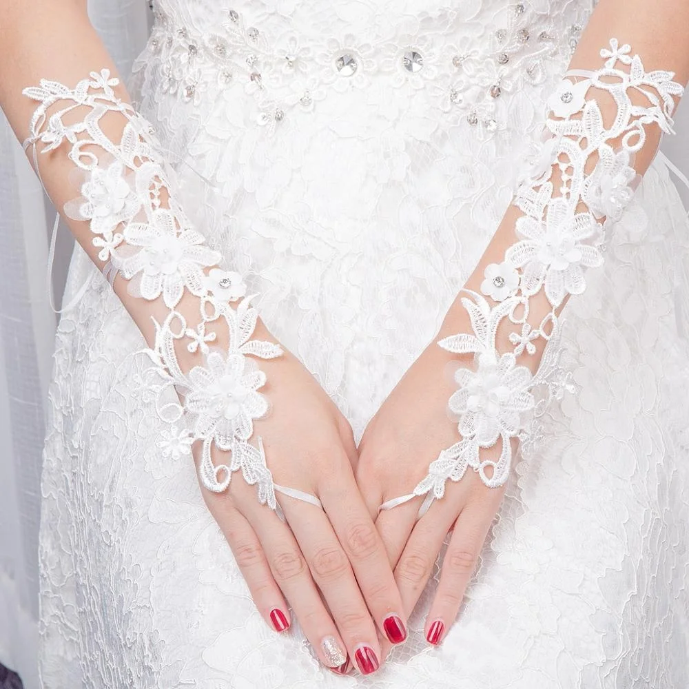 
fingerless lace bridal gloves long lace gloves 