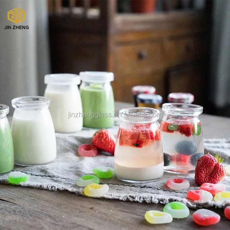 Стеклянная банка для пудинга, горячая Распродажа, бутылка для молочного йогурта, пудинга с крышкой