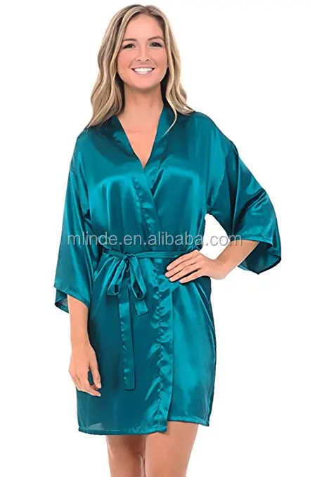 Chic Leopard Printed Sleep Dress For Sexy Ladies Satin Kimono Robe Mid-Length Dress Gown Wholesale Western Apparel