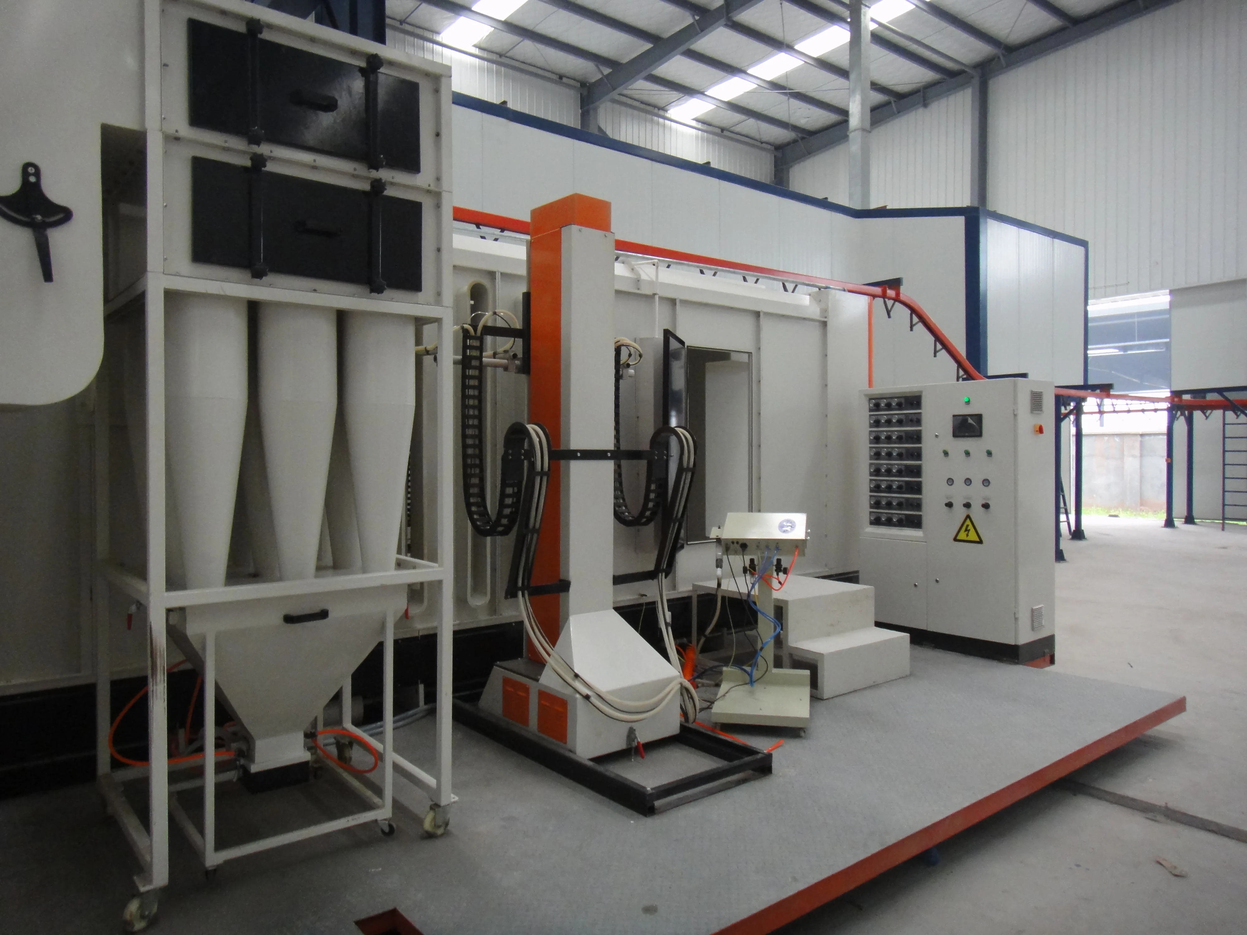 
Plastic Materials Electrostatic Powder Coating Spray Booth with Whirlwind Cyclone Powder Recovery System 