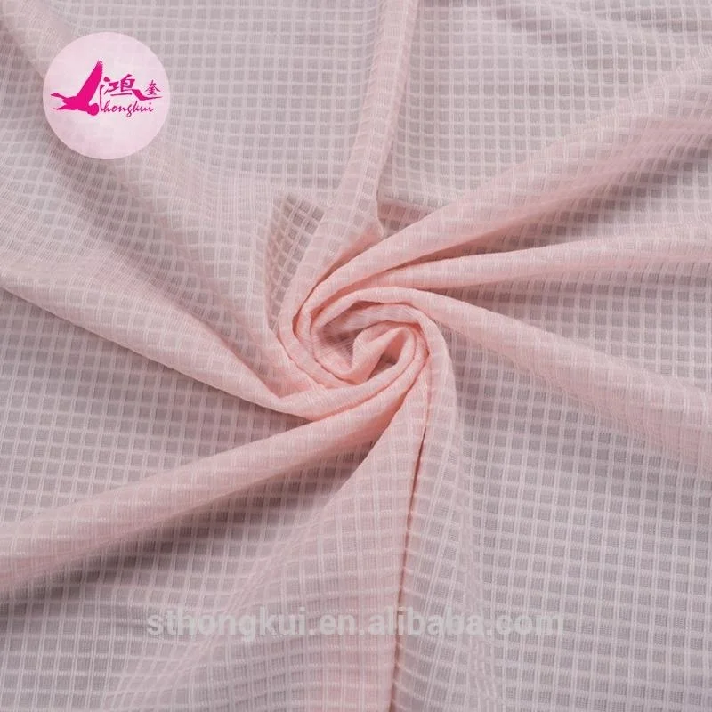 High quality waffle check nylon spandex fabric weave ticking stripe fabric for clothes