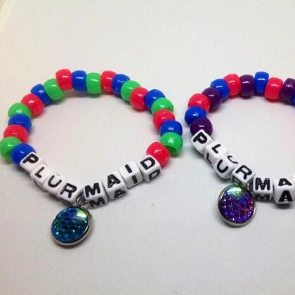 Plurmaid bracelets. Kandi bracelet. Mermaid bracelet. Mermaid Jewelry. Rave kandi. Mermaid rave outfit.