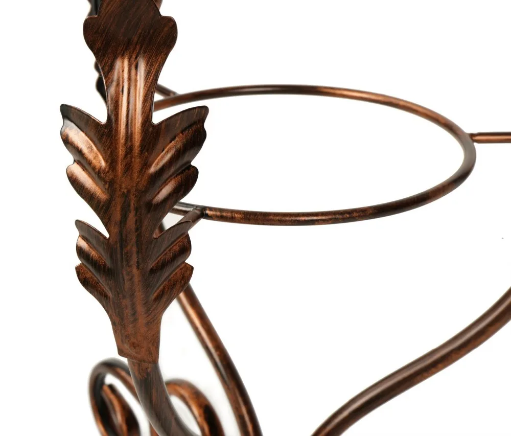 Outdoor Metal Plant Stand With Solar Lantern For Garden