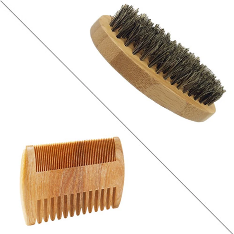 Boar Bristles Beard Brush With Bamboo And Wood Mustache Brush Customize Label Logo