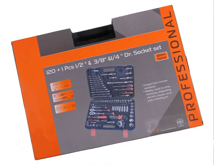 Low Cost High Quality 121-piece Socket Ratchet Wrench Set for Machine or Auto Maintenance and Repair