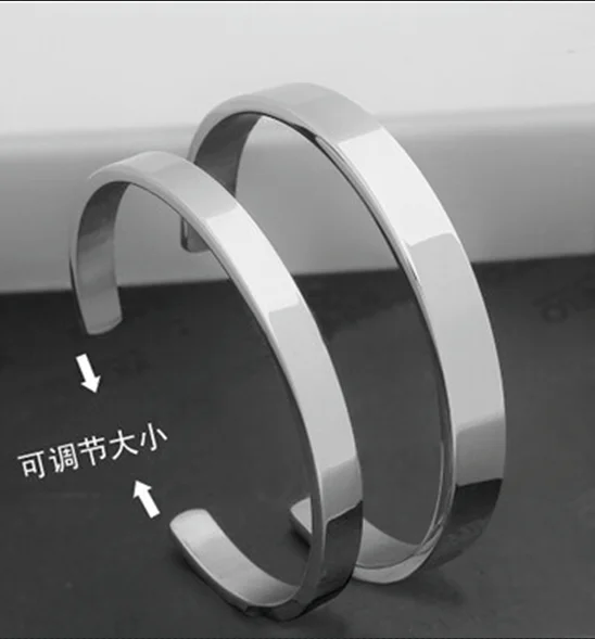 Custom made logo fashion cuff bangles high quality engrave titanium bangle bracelet stainless steel