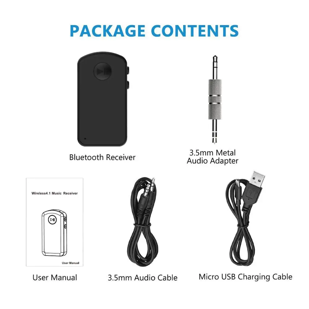 Car Bluetooth 5.0 Audio Music Receiver 3.5mm AUX Wireless Audio Adapter for Car Stereo Speakers, Bluetooth Car Kit