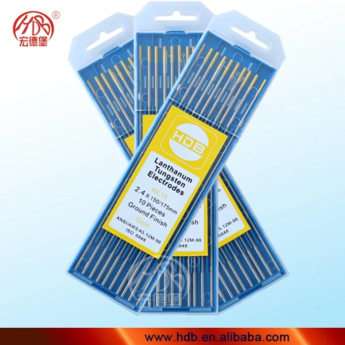 
2.4X175 high quality WL15- 1.5%La GOLD TIG welding tungsten electrodes 