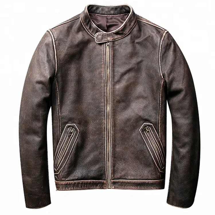 Fashion Motorcycle Real Leather Jacket Men Made In China