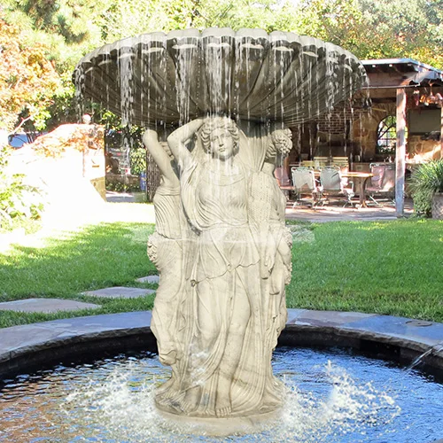 White marble with pond design outdoor garden fountain sculpture