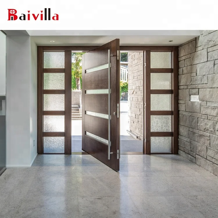 Luxury House Teak Wooden Front Double Door Grill Design