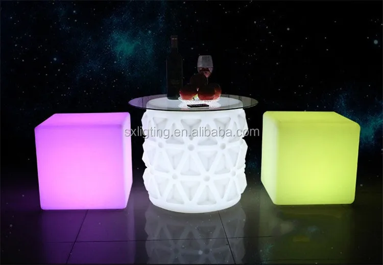 
LED Lounge Tisch remote control wireless rechargeable battery mood light rgb led cube 