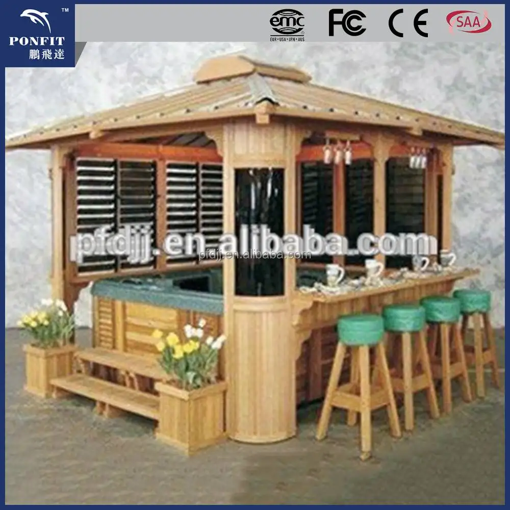 Prefabricated wooden gazebo,hot tub manual assembly outdoor garden gazebo