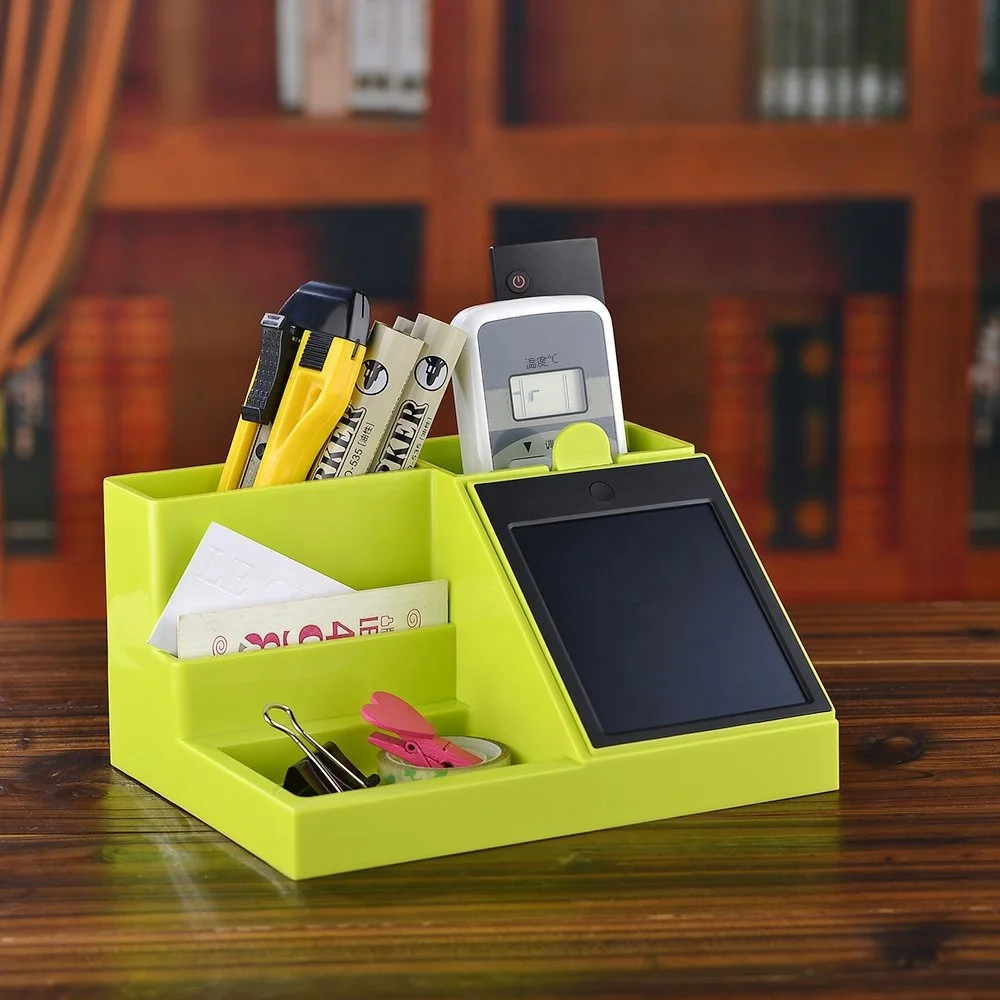 Multi-Function Desktop Storage Box Stationery Organizer Container Equipped with LCD Writing Tablet Used as Sticky Notes Suitable