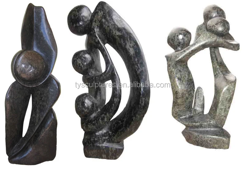 Large outdoor figure granite abstract family sculpture father and son statue