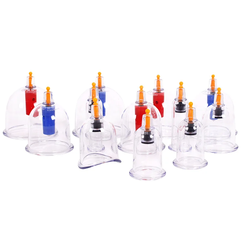 chinese kangzhu vacuum cupping cups scraper cup set 12/24 disposable cupping cups set with pump