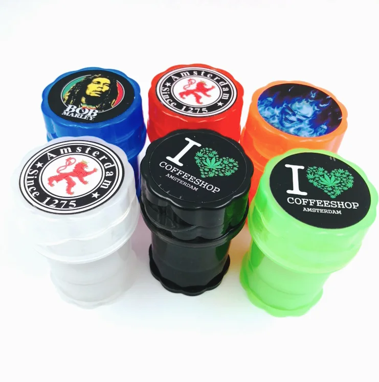 
Hot selling 60mm 4 Parts Custom Plastic Herb Tobacco Grinder 