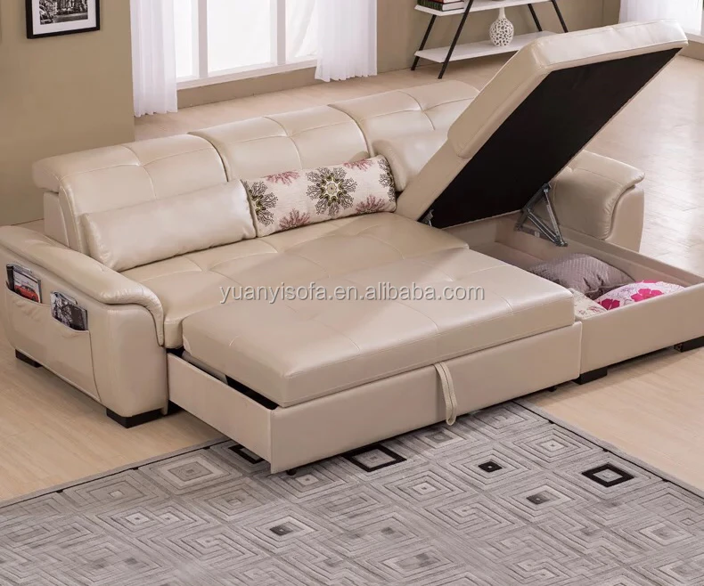 2017 Новый стиль многофункциональный угловой кожаный диван-кровать с ящиком и хранилищем YB2239