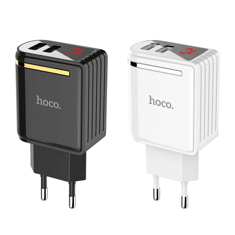 Дорожный адаптер HOCO C39A 5 в 2,4 А с цифровым дисплеем и двойным USB-портом