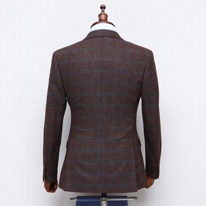 Made to measure 1 sets MOQ thick navy and red checked korea blazer set jaket suit men