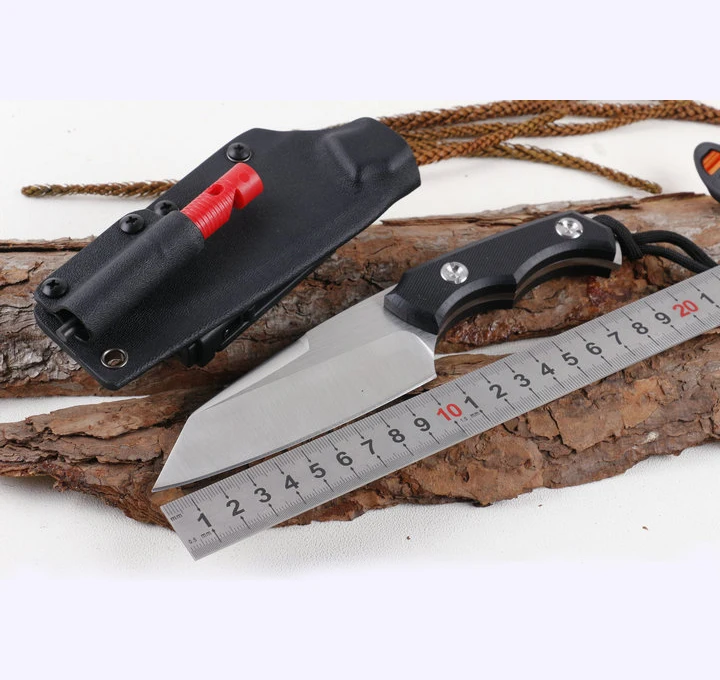 Stainless steel survival camping knife fixed blade knife with whistle and fire starter